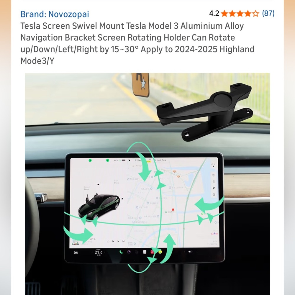 Tesla Screen Swivel Mount Tesla for  2024-2025 3/Y read description
